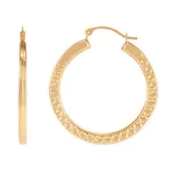 14K YELLOW GOLD classic hoop earrings .80” REAL GOLD - Picture 1 of 11